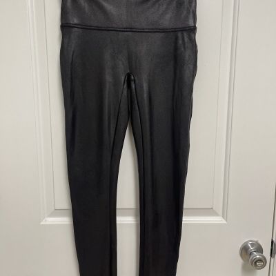 SPANX Faux Leather Leggings high waist Black size large